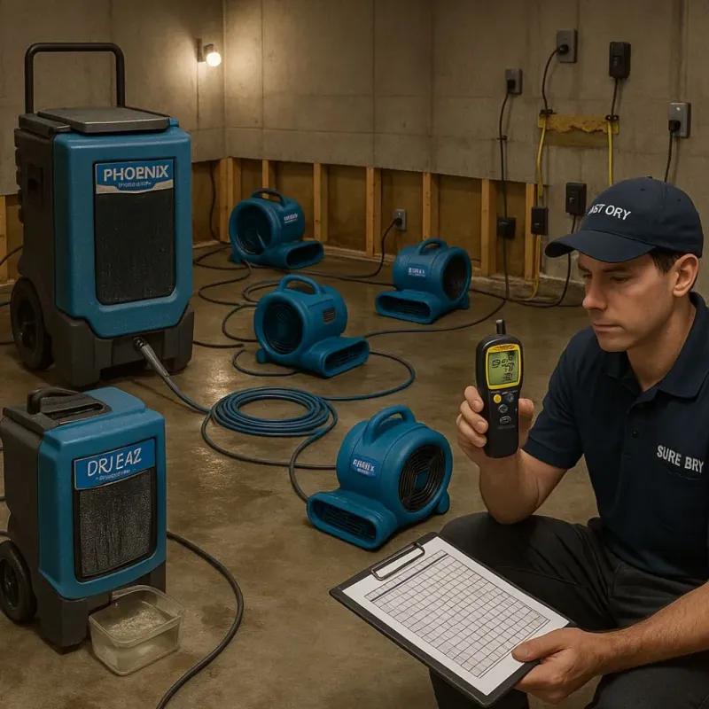 Structural Drying and Dehumidification process in Greencastle, PA